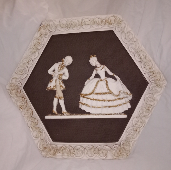 Mid Century Chalkware Victorian Dancing Couple 14 1/2" by 16 1/4" - Picture 1 of 4
